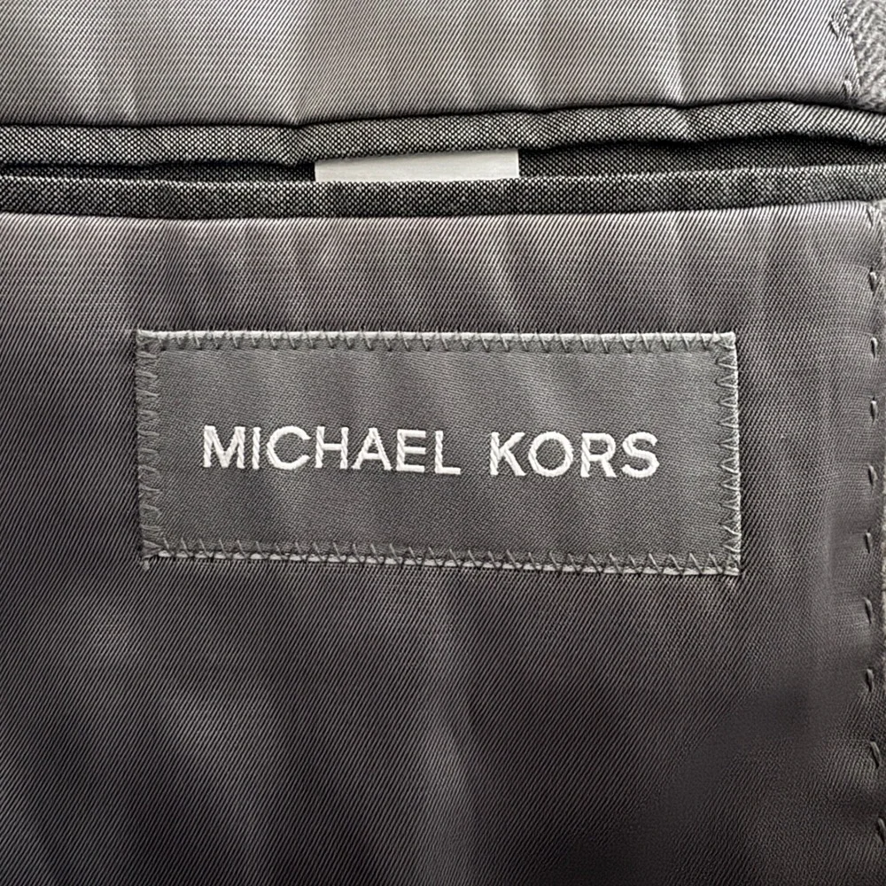 Michael Kors Blazer Mens 50R Grey Herringbone‎ Two Button Notch Lapel Sport Coat
